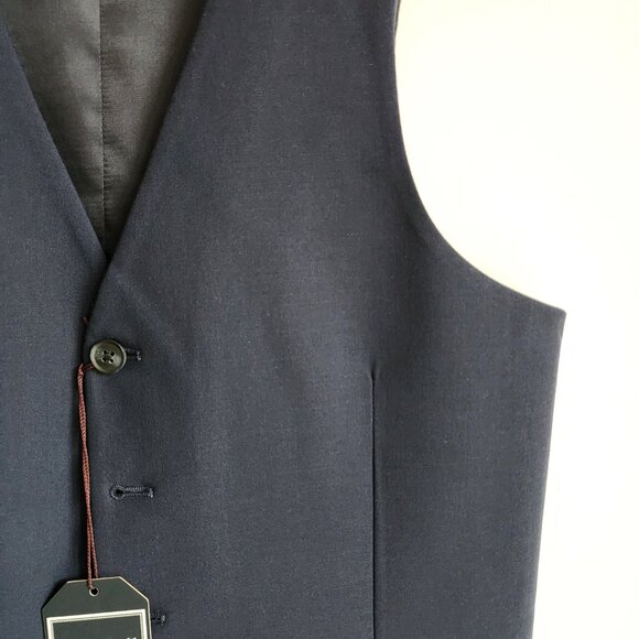 Size 14 Boys Vest Navy Blue Wedding Ringbearer Jos A Bank Kids Polyester Nwt New - Picture 7 of 17